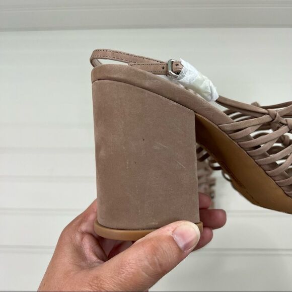 Nwot Vince Camuto Chamta Tan Suede Leather Lattice Block Heels 9 - Picture 9 of 9